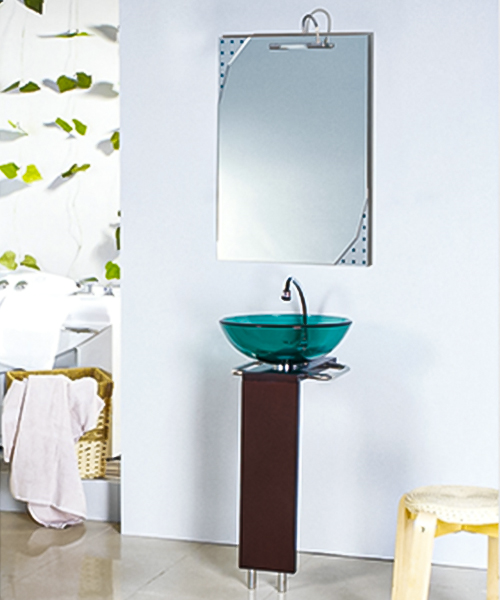 Lavabo de vidrio con soporte de acero inoxidable JH-107