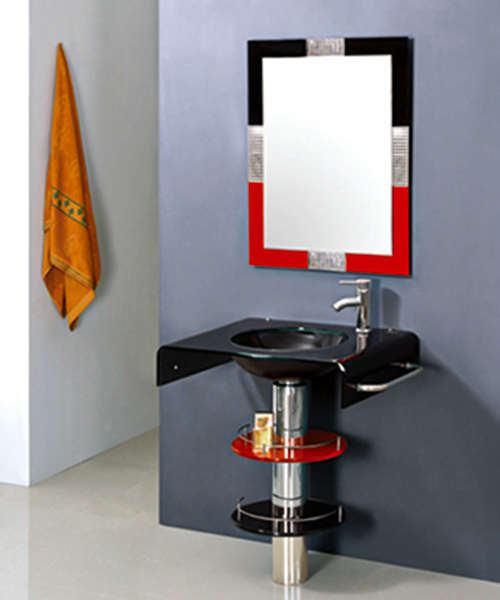 Lavabo de vidrio con soporte de acero inoxidable JH-113