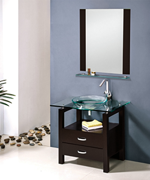 Lavabo de vidrio con soporte de acero inoxidable JH-2017