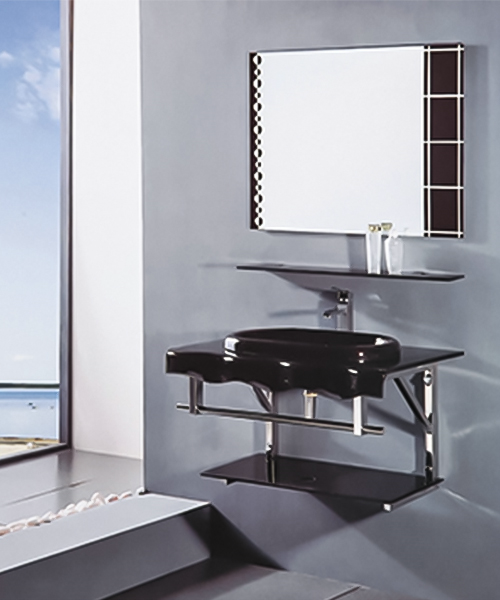 Lavabo de vidrio con soporte de acero inoxidable JH-3038