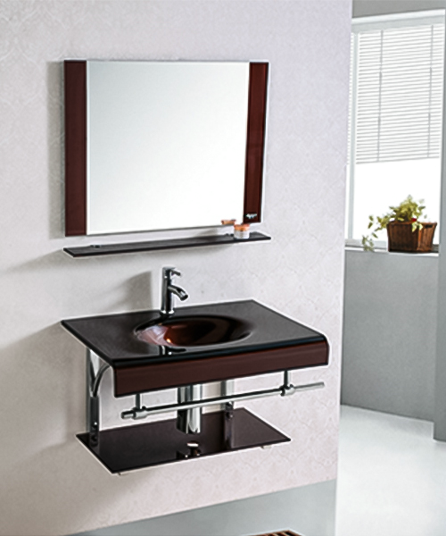 Lavabo de vidrio con soporte de acero inoxidable JH-3056