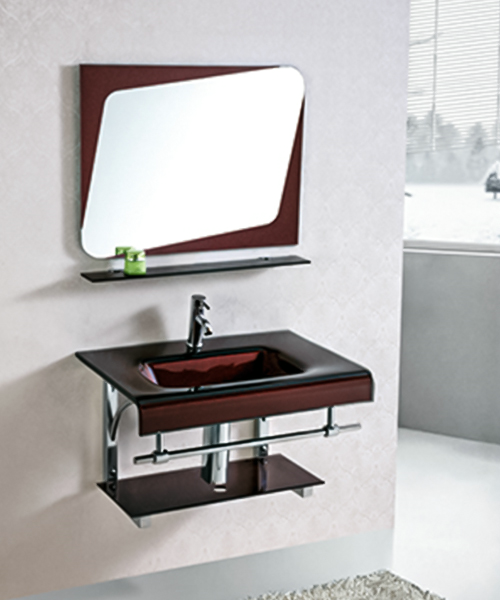 Lavabo de vidrio con soporte de acero inoxidable JH-3060