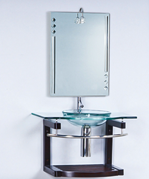 Lavabo de vidrio con soporte de acero inoxidable JH-8025