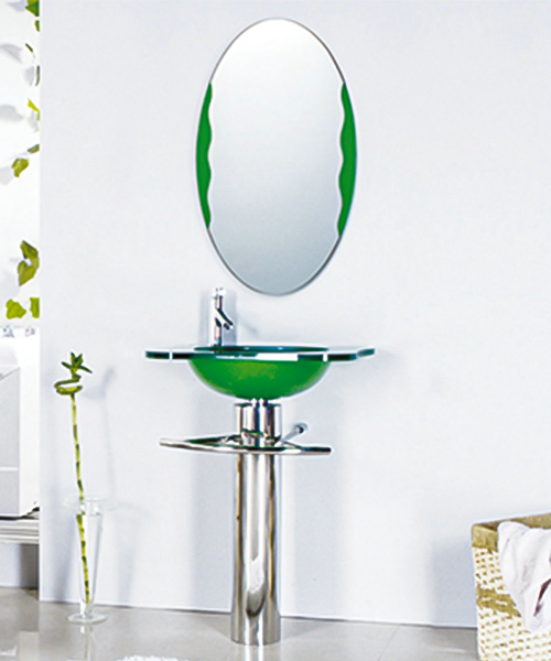 Lavabo de vidrio con soporte de acero inoxidable JH-874