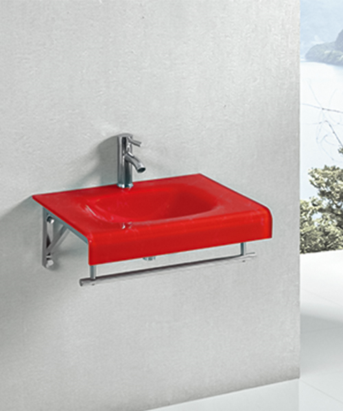 Lavabo de vidrio con soporte de acero inoxidable JH-8810-1