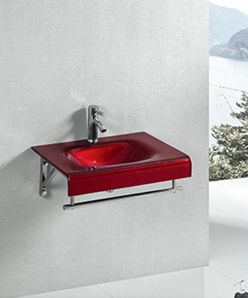 Lavabo de vidrio con soporte de acero inoxidable JH-8810-8